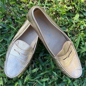 Tod's Rose Gold Loafers Flats Leather